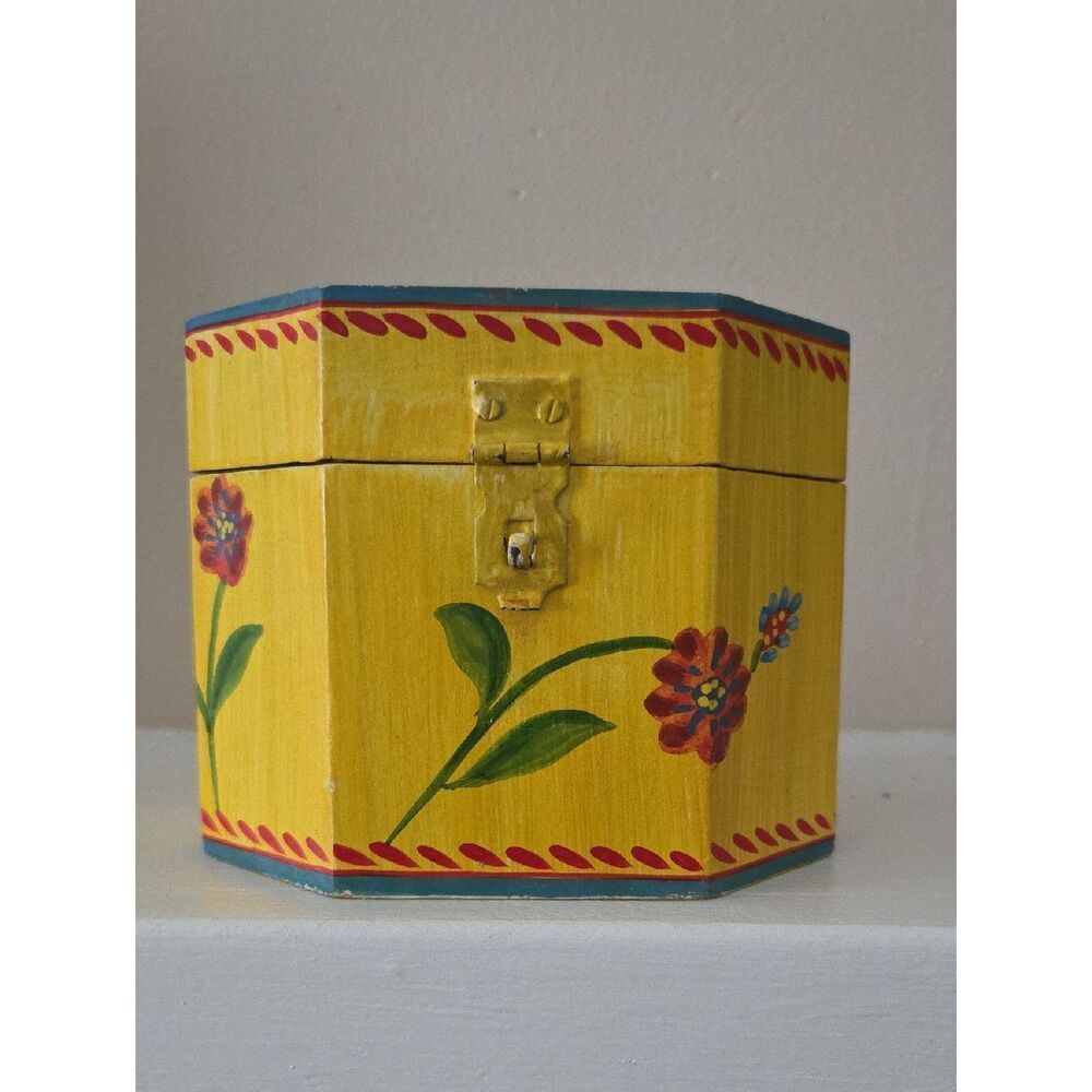 Hand-Painted Floral Trinket Box